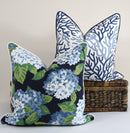 Hydrangea Garden- Navy pillow cover