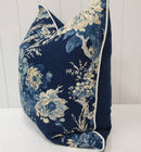 Hamptons style navy floral pillow covers coastal decor cushions classic style beachy home decor navy cream beige cushion