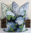 Hydrangea Garden- Navy pillow cover