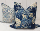 Hamptons style navy floral pillow covers coastal decor cushions classic style beachy home decor navy cream beige cushion