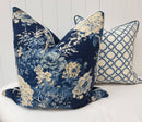 Hamptons style navy floral pillow covers coastal decor cushions classic style beachy home decor navy cream beige cushion