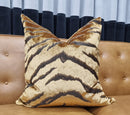 Gold Tiger velvet pillow cover, Designer velvet decorative pillow, luxury velvet cushion